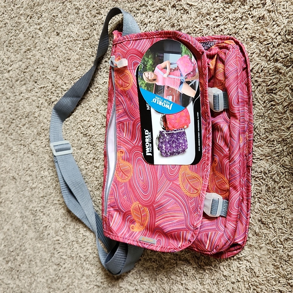 J World New York Terry Messenger Bag Pink Paisley